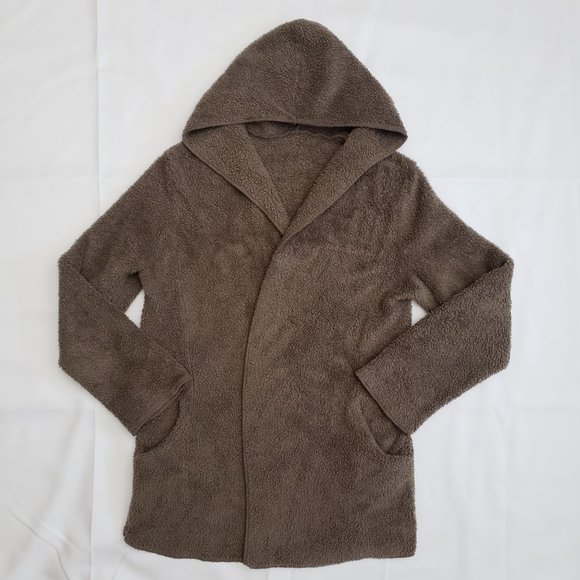 Faux Shearling Teddy Hoodie Jacket SZ S Taupe - Picture 7 of 8